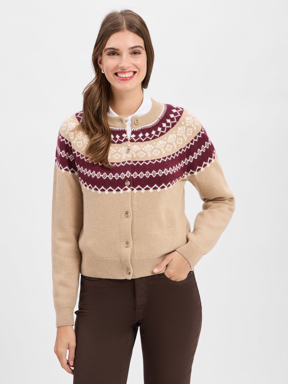 JOOP! Strickjacke mit Cashmere-Anteil Damen Polyamid gemustert