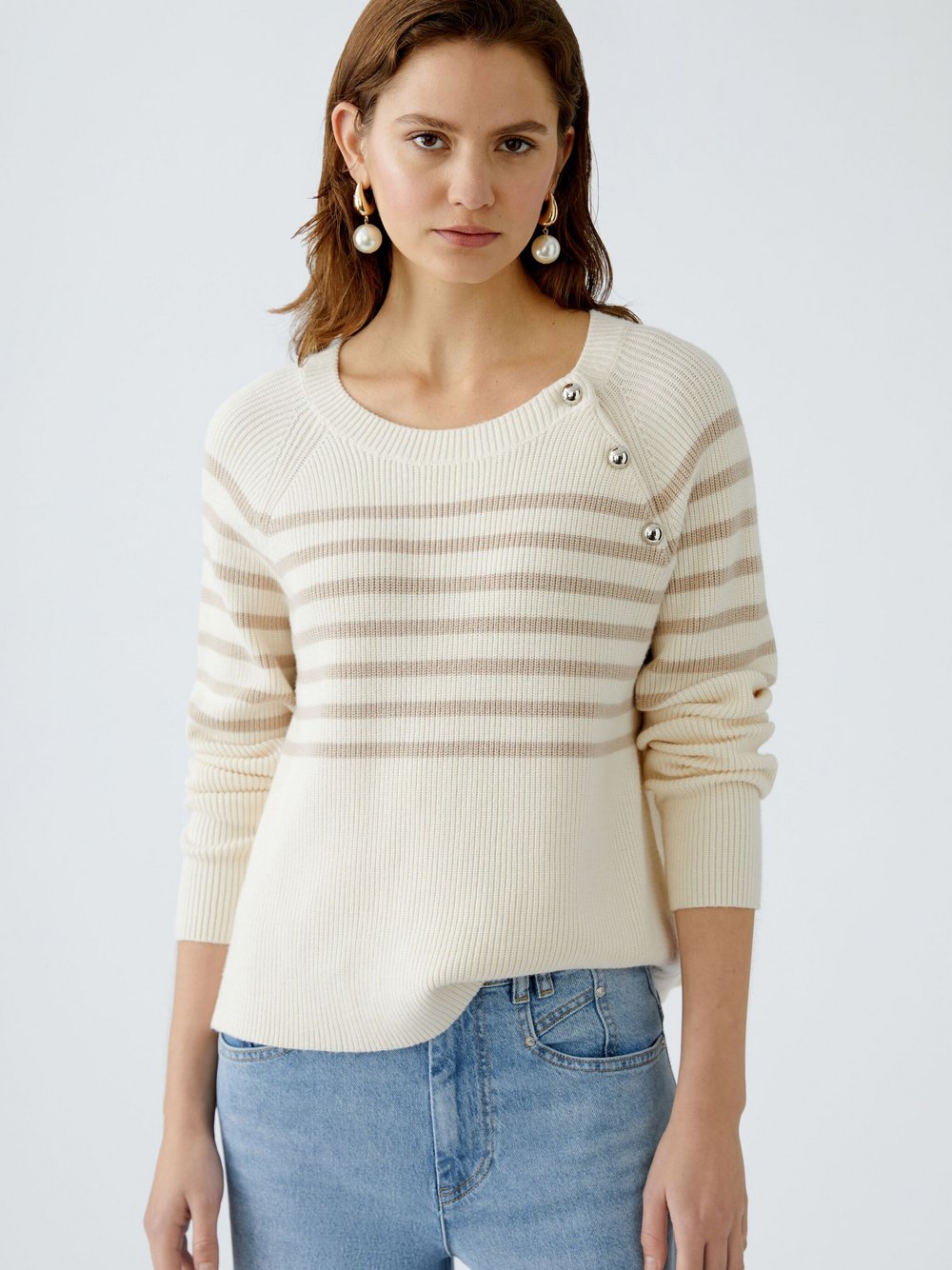 Oui Pullover Damen Viskose gestreift