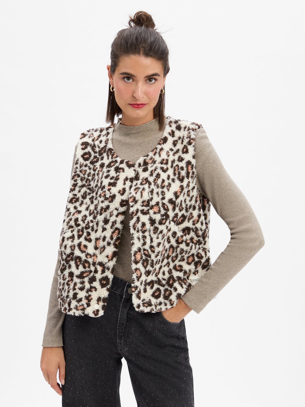 Marie Lund Teddyweste Damen gemustert