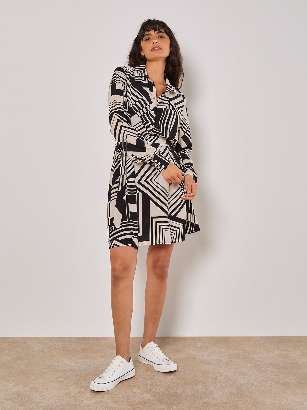 Apricot Minikleid Damen Viskose gemustert