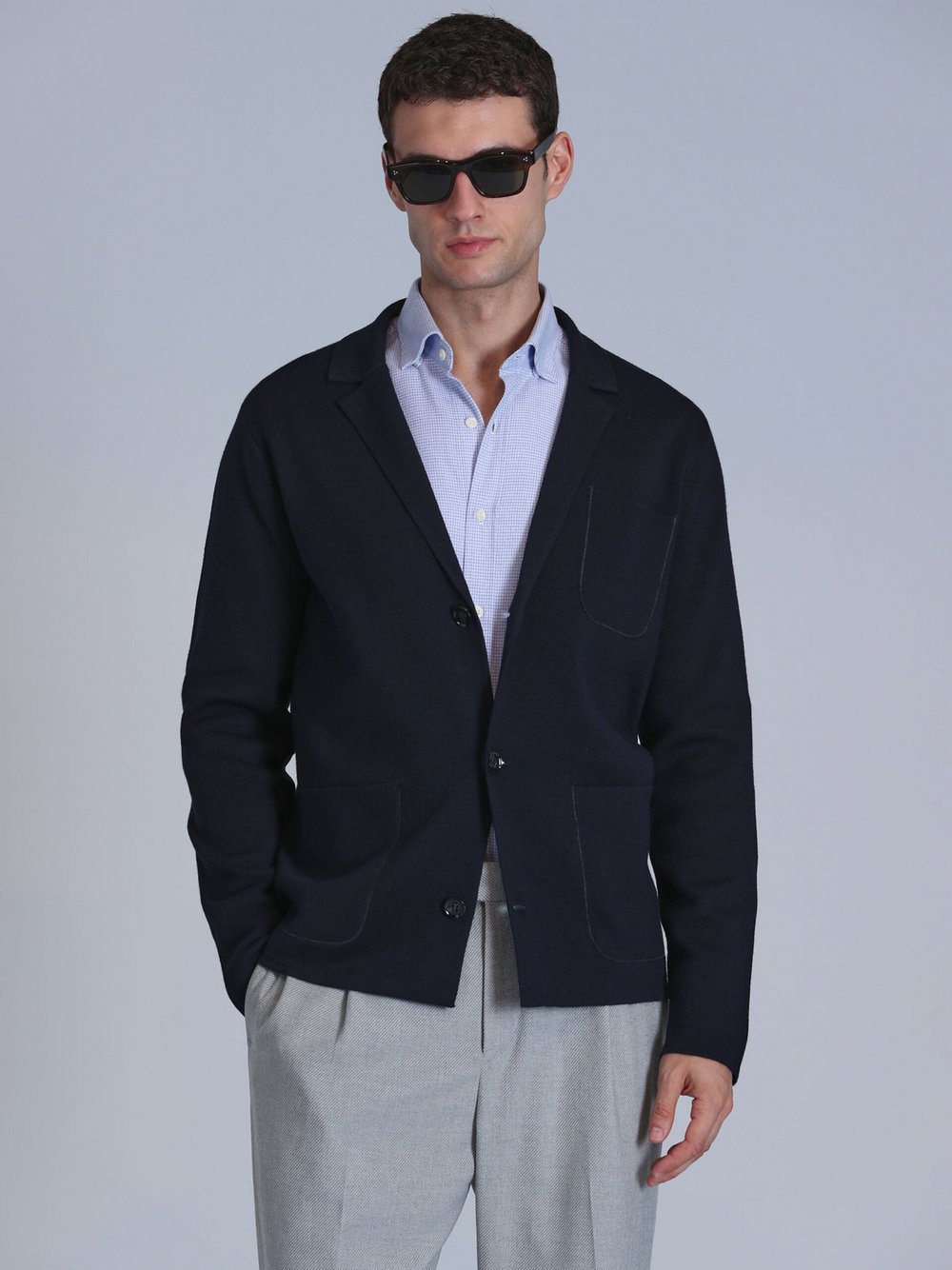 Lufian Strickjacke Herren Wolle meliert