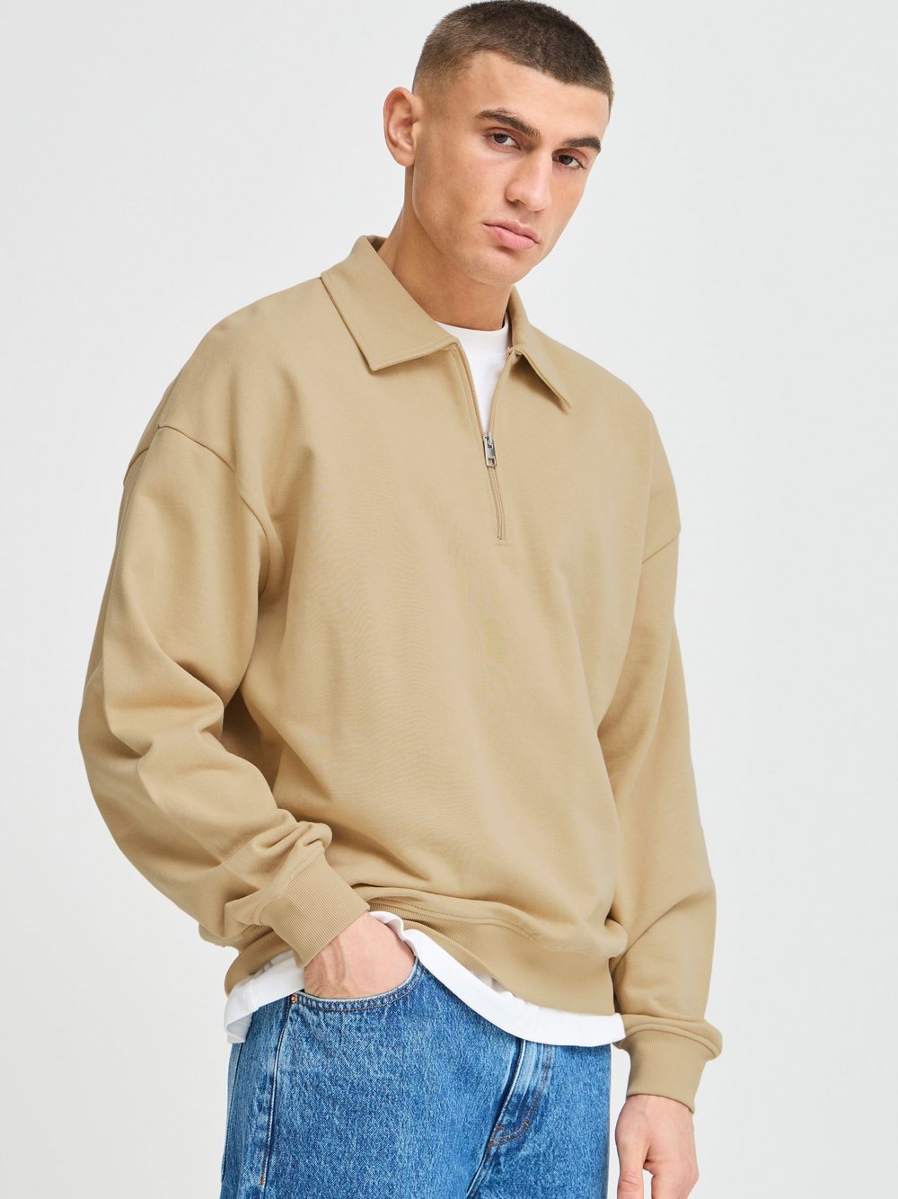 Solid Sweatshirt Herren Baumwolle