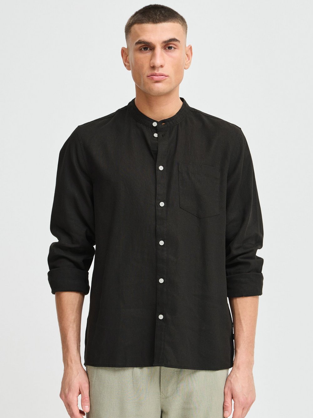 Solid Langarmhemd Herren Regular Fit Textil