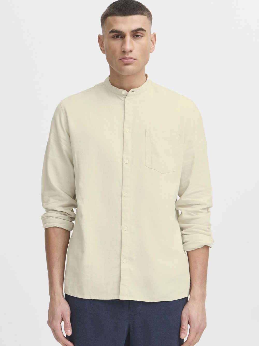 Solid Langarmhemd Herren Regular Fit Textil