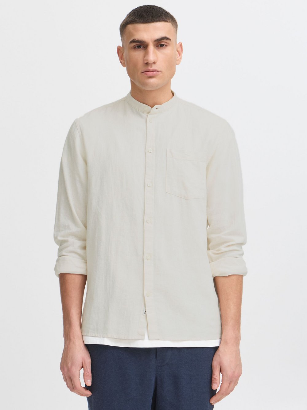 Solid Langarmhemd Herren Regular Fit Textil