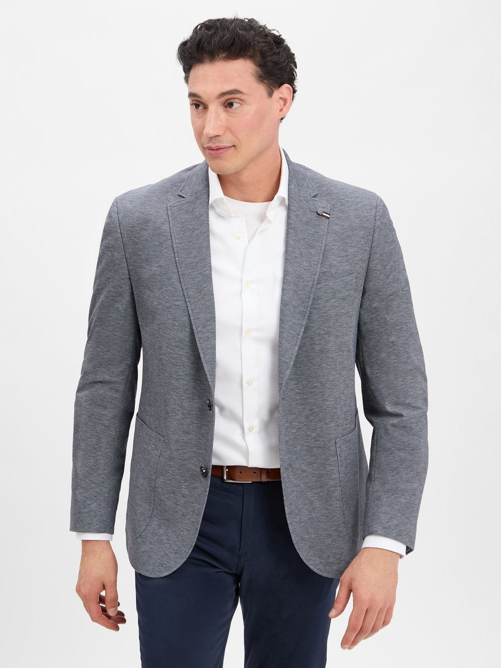 Bugatti Jersey-Sakko Herren Regular Fit Viskose meliert