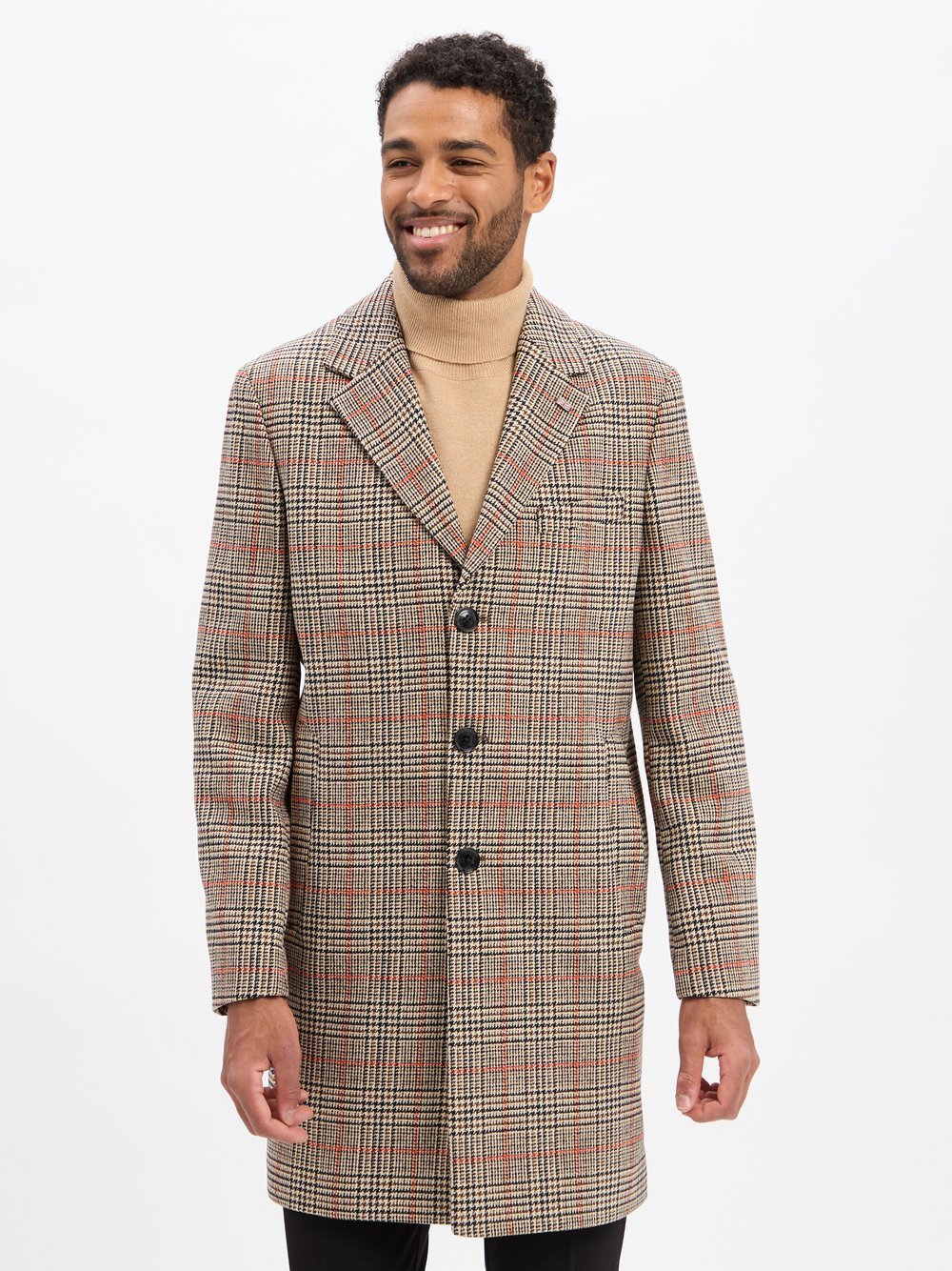 Finshley & Harding London Mantel mit Woll-Anteil Herren kariert