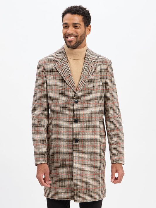 Finshley & Harding London Mantel mit Woll-Anteil Herren kariert