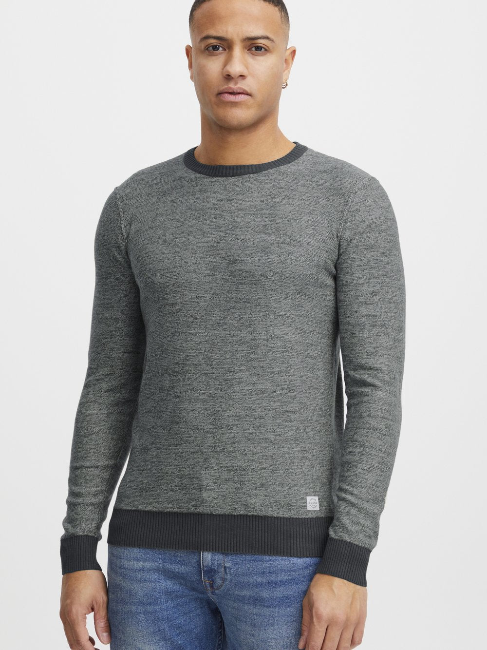 BLEND Rundhalspullover Herren Baumwolle gemustert