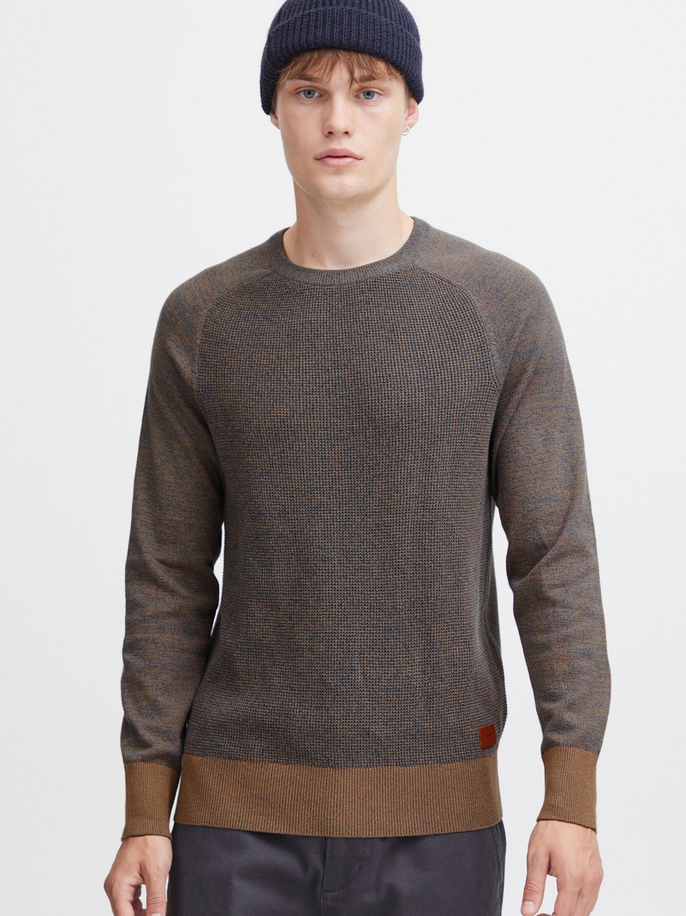 BLEND Rundhalspullover Herren Baumwolle gemustert