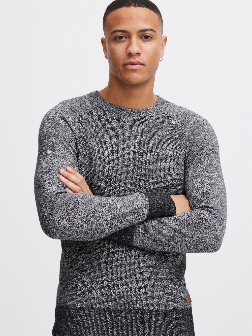 BLEND Rundhalspullover Herren Baumwolle gemustert