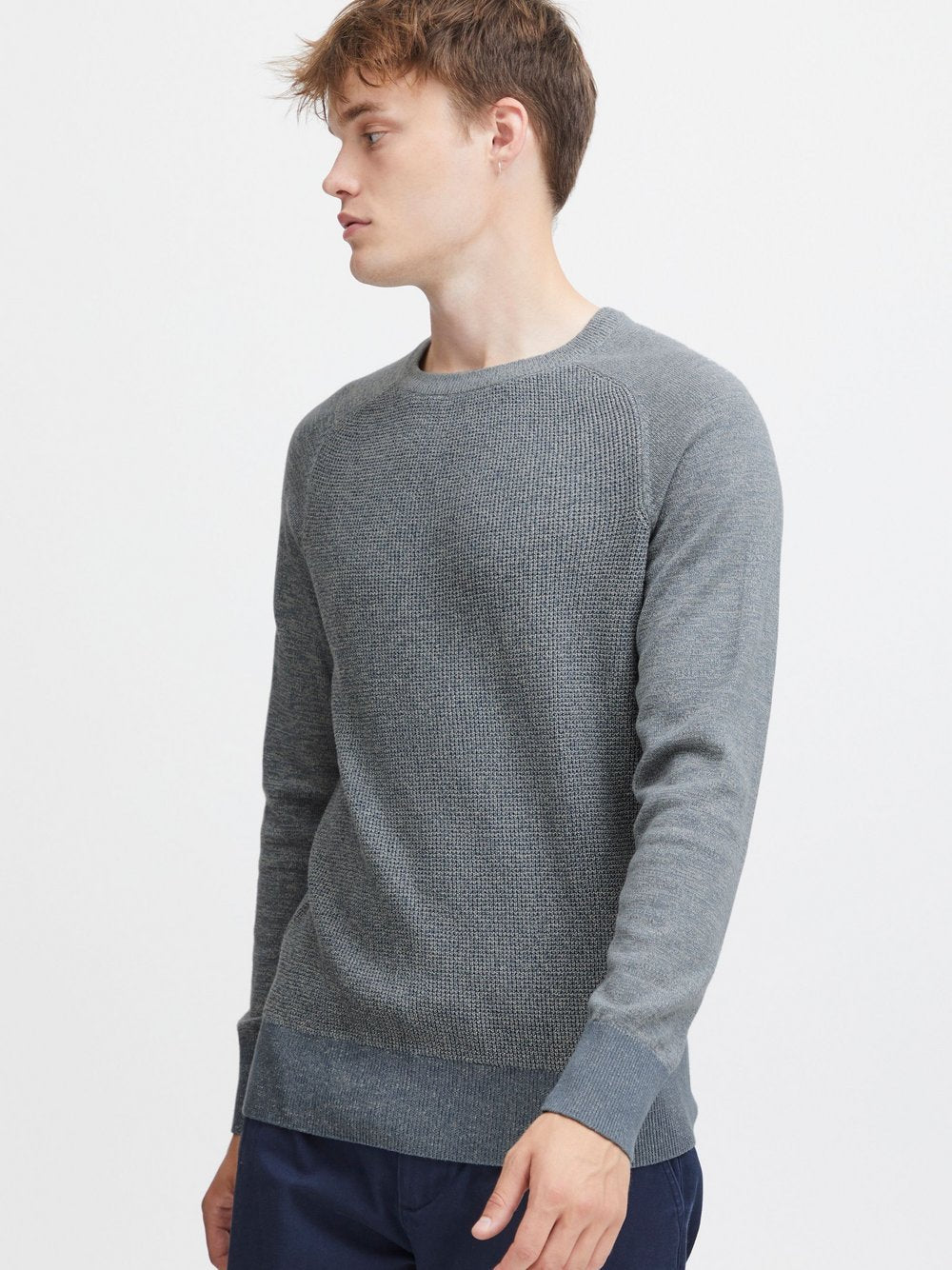 BLEND Rundhalspullover Herren Baumwolle gemustert