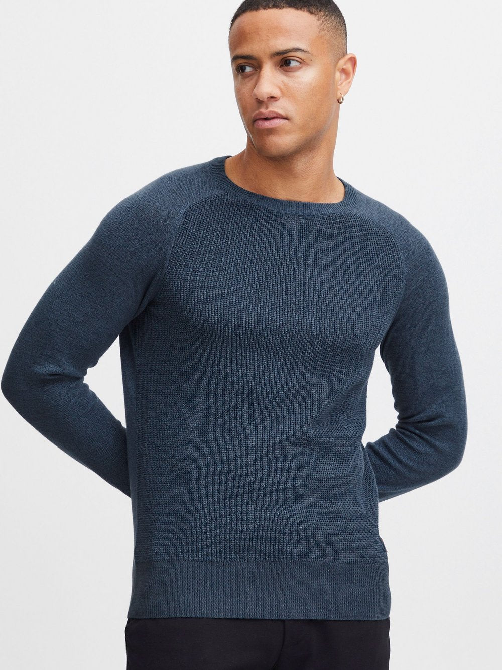 BLEND Rundhalspullover Herren Baumwolle gemustert