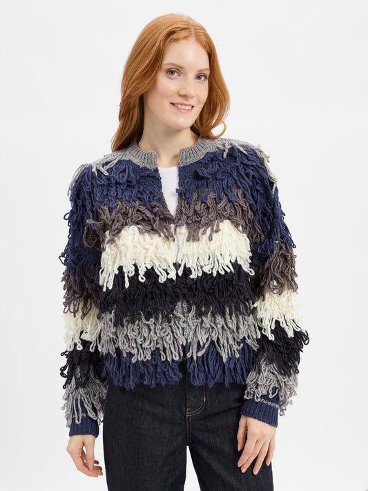 Rich & Royal Strickjacke Damen Grobstrick gestreift