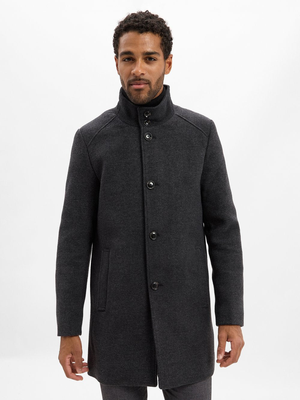 Finshley & Harding Mantel mit Wollanteil Herren Wolle meliert