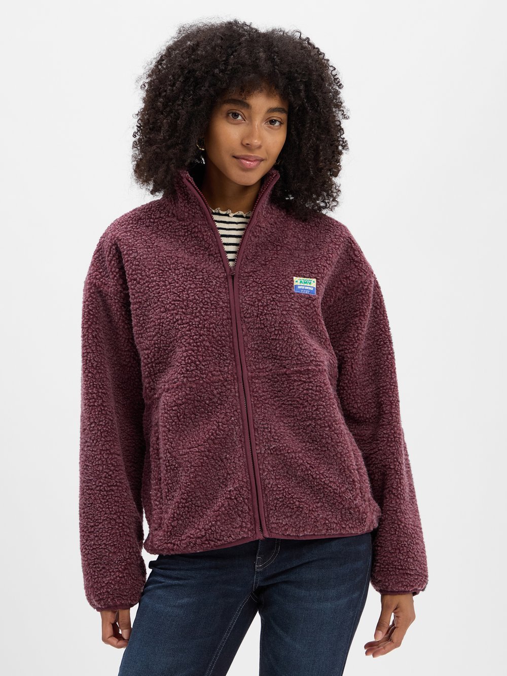 american vintage Fleecejacke Damen meliert