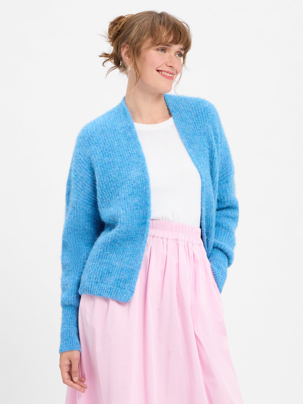 american vintage Strickhülle mit Alpaka-Anteil Damen Grobstrick meliert