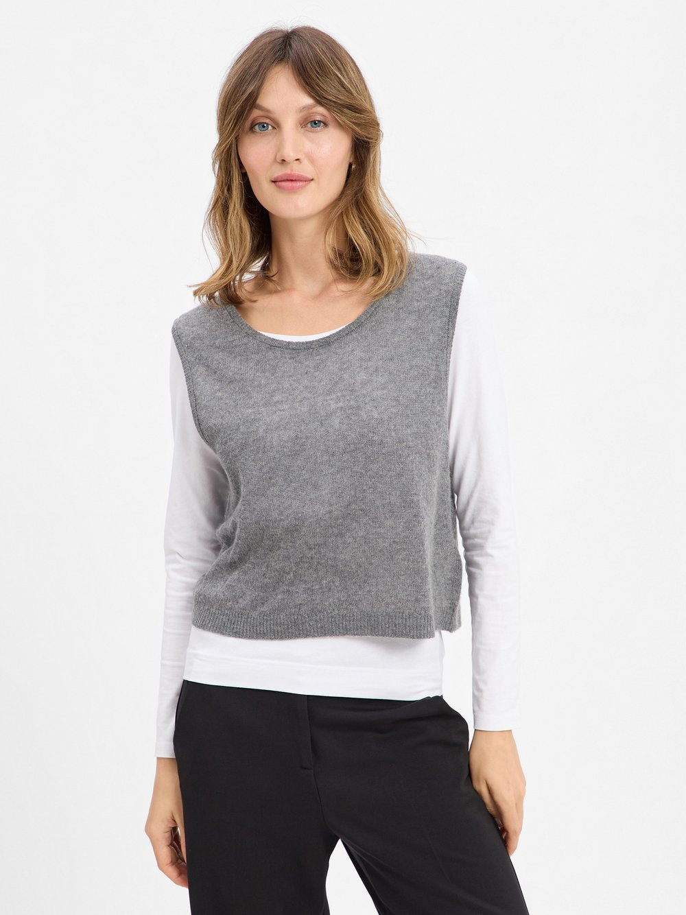 american vintage Pullunder mit Cashmere-Anteil Damen Wolle meliert