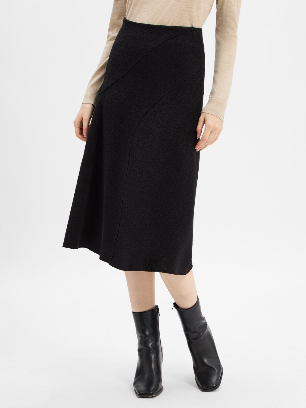 BOSS Midirock aus Schurwolle Damen strukturiert