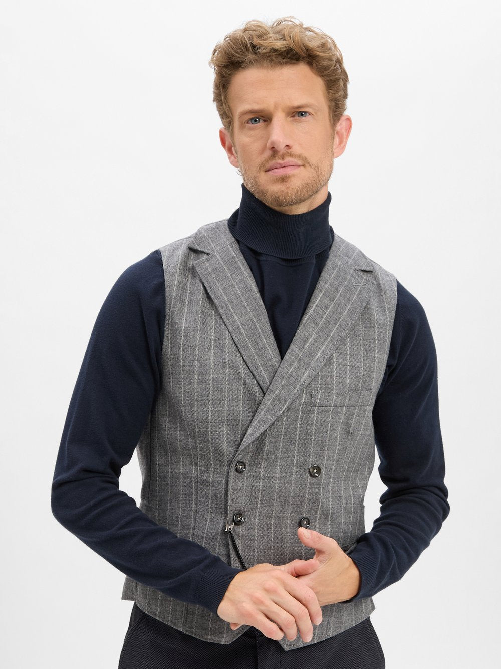 CG - CLUB of GENTS Anzugweste aus Schurwolle Herren Regular Fit gestreift