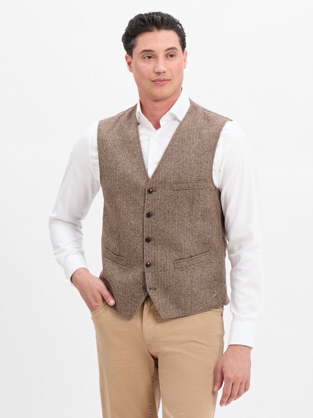 Carl Gross Anzugweste mit Seiden-Anteil Herren Regular Fit Wolle gemustert