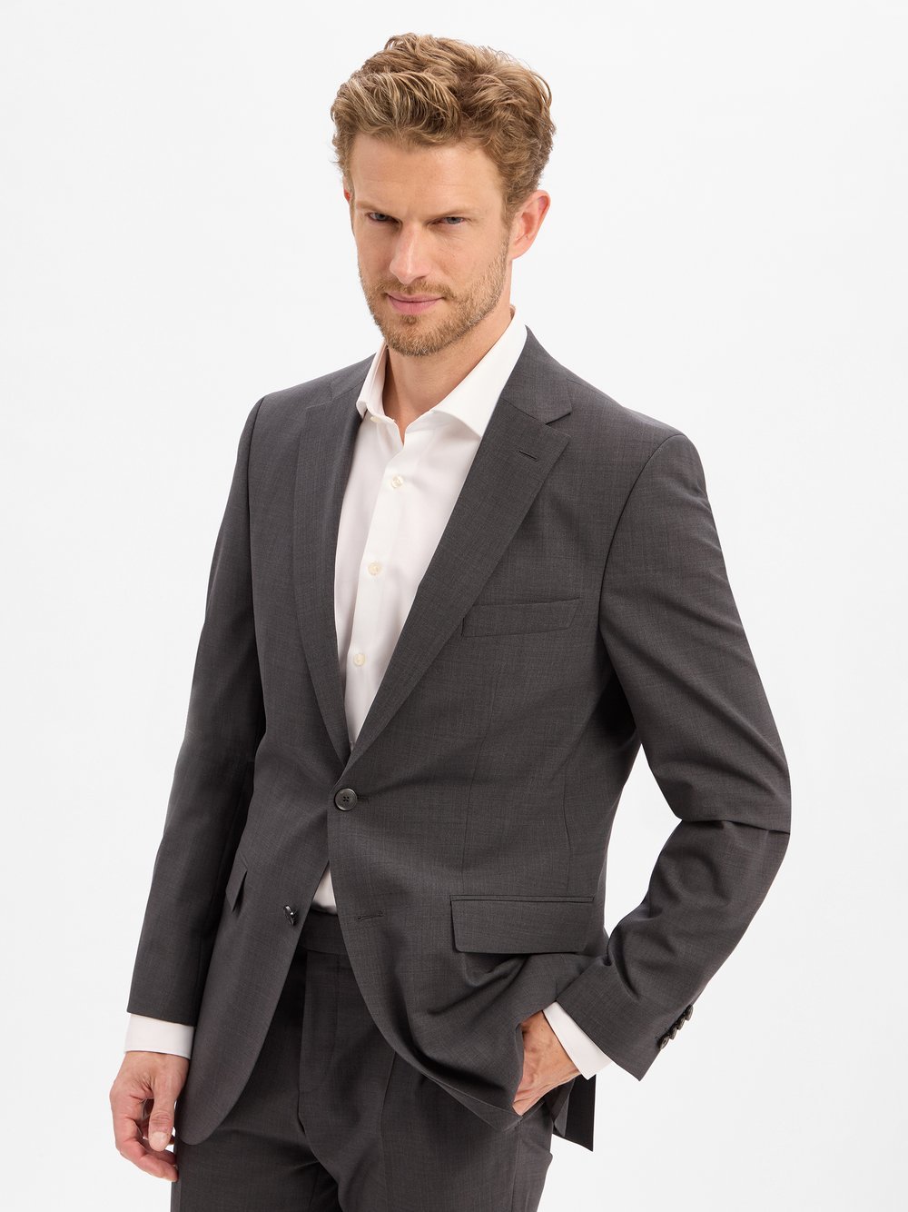 BOSS Baukasten-Schurwoll-Sakko Herren Slim Fit Schurwolle