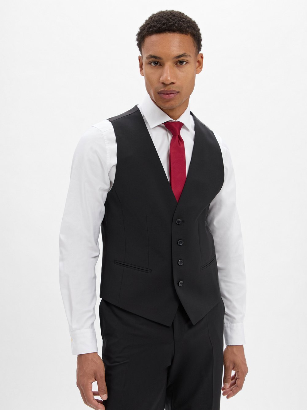 BOSS Baukasten-Schurwoll-Anzugweste Herren Regular Fit Schurwolle