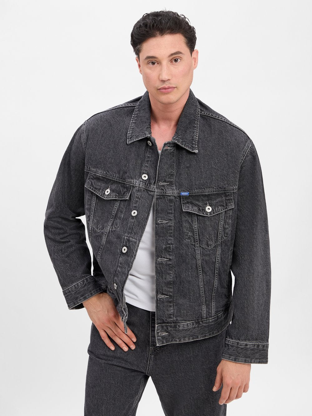 HUGO Jeansjacke Herren Baumwolle
