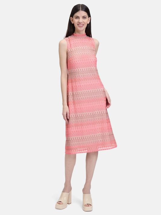 Cartoon Midikleid Damen gestreift