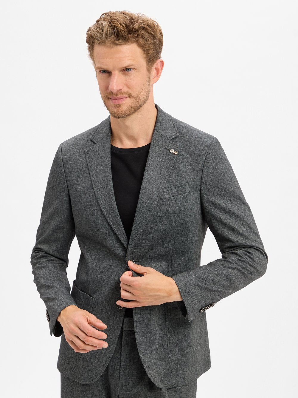 Benvenuto Baukasten-Sakko Herren Regular Fit meliert
