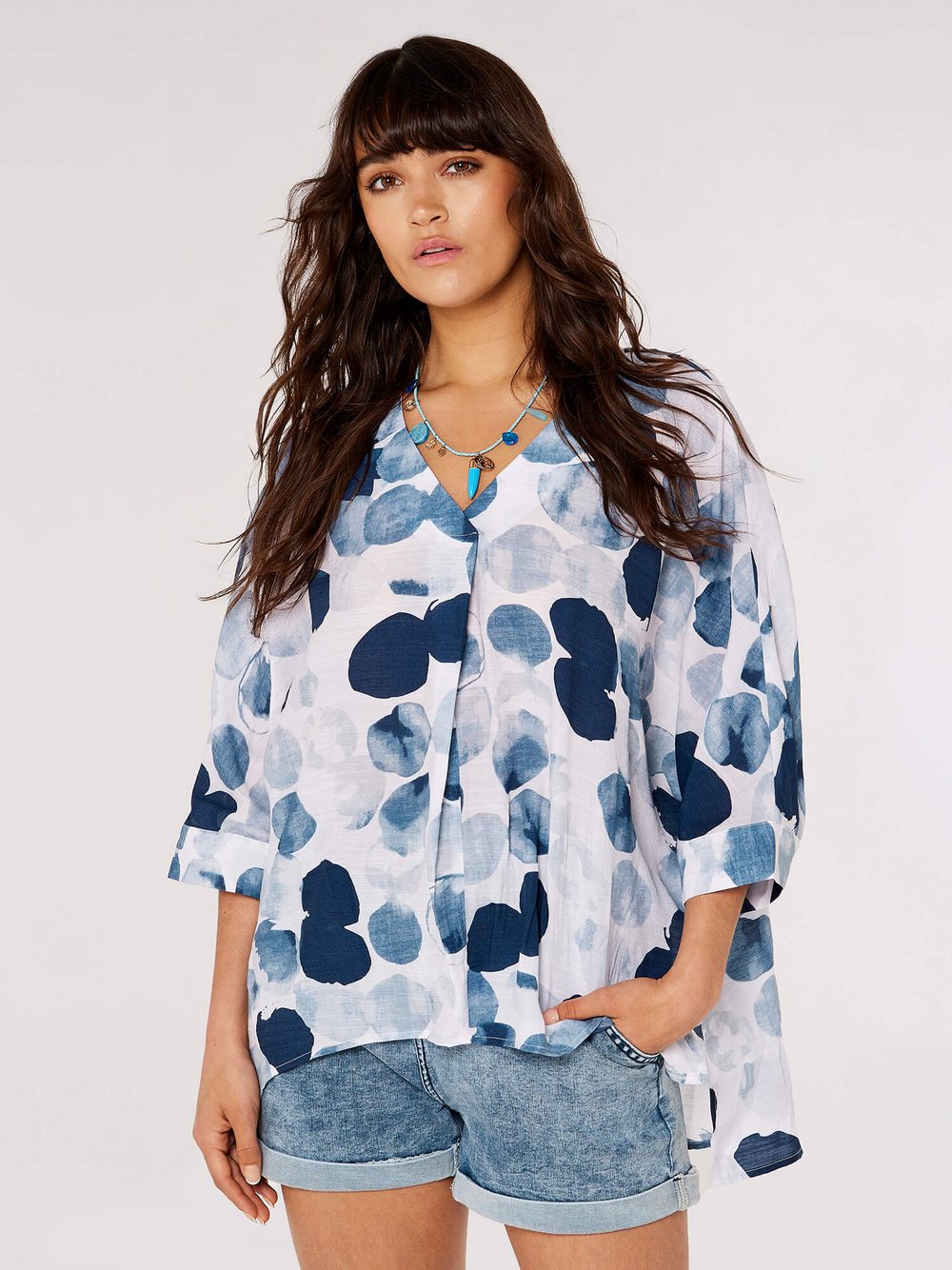 Apricot Top Damen Viskose gemustert