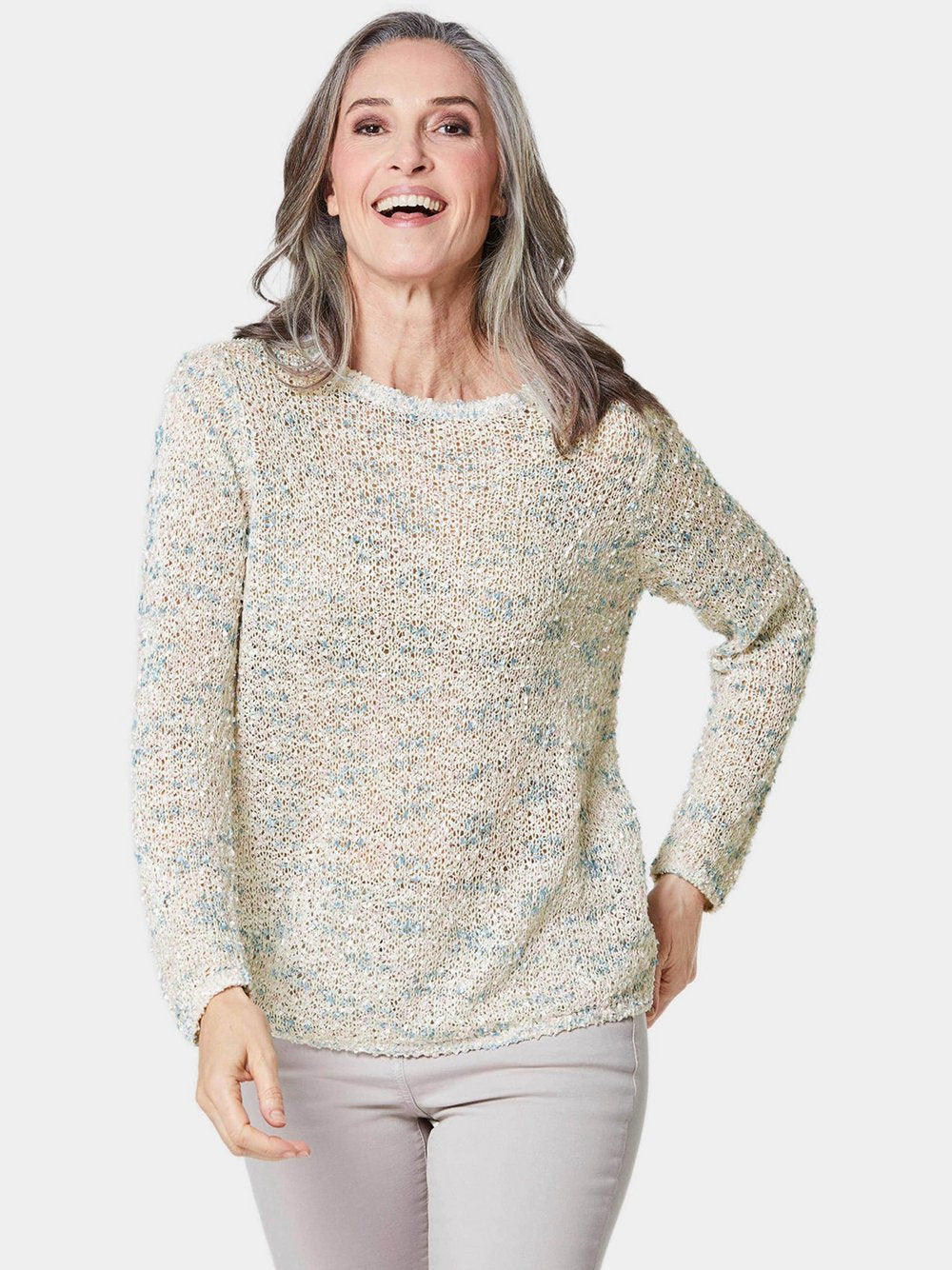 Goldner Pullover Damen strukturiert