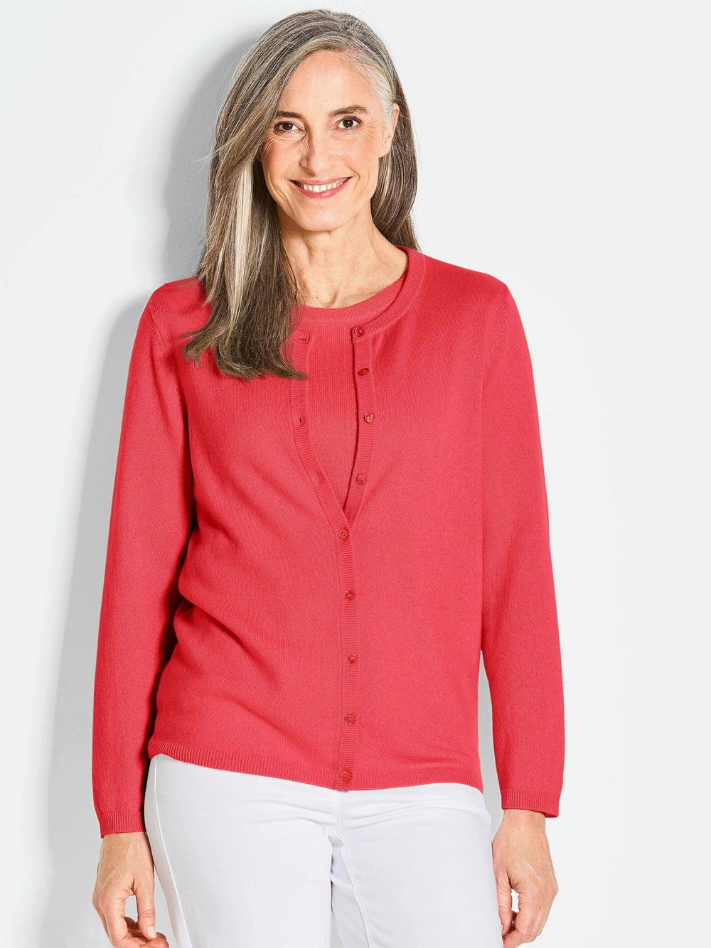 Goldner Kaschmirstrickjacke mit Rundhalsausschnitt Damen Cashmere