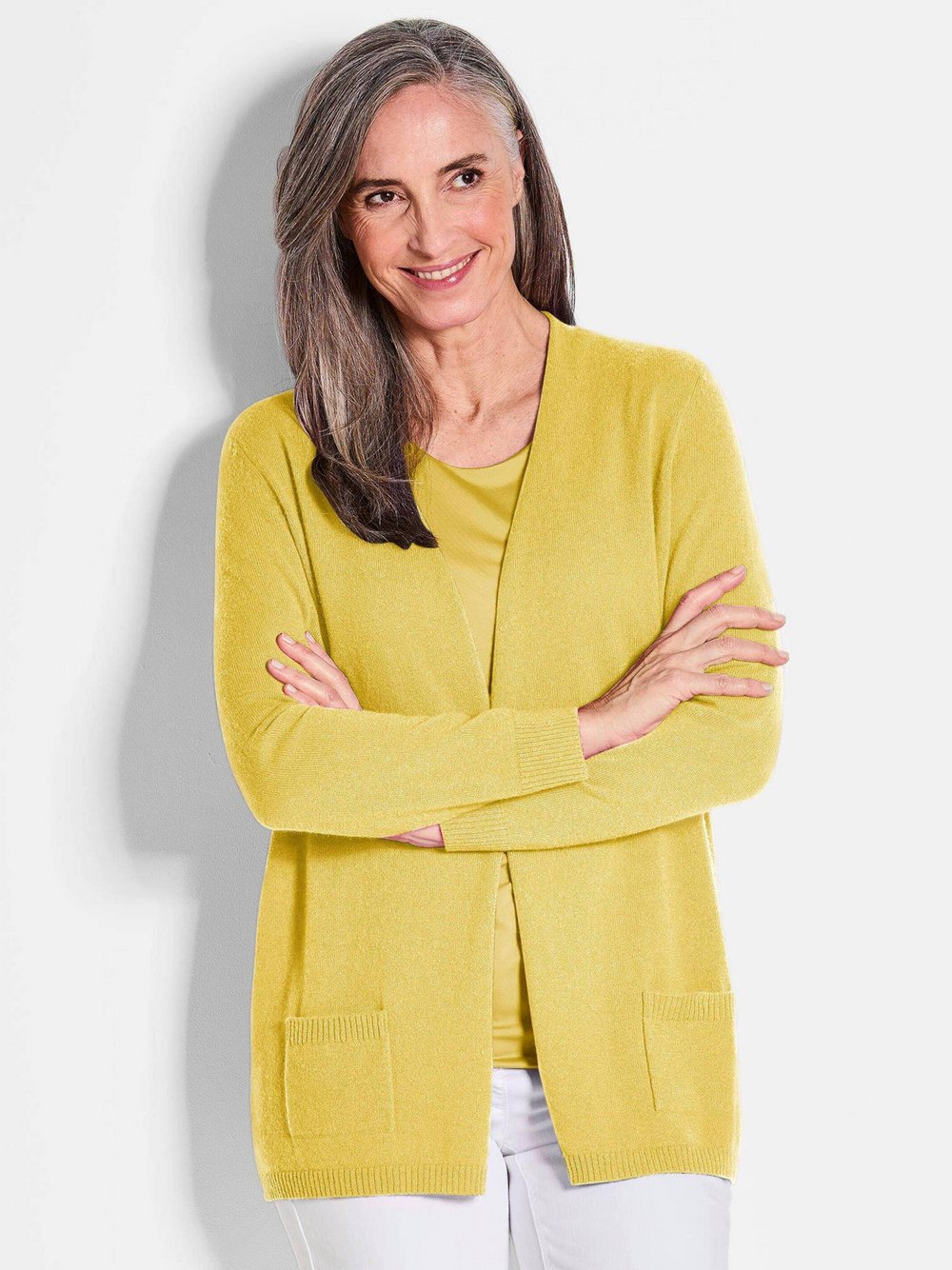 Goldner Kaschmirstrickjacke Damen Cashmere