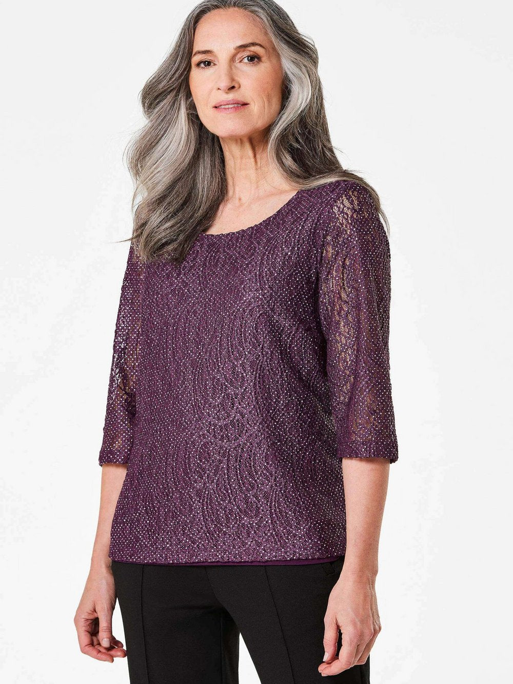 Goldner Spitzenbluse Damen Viskose