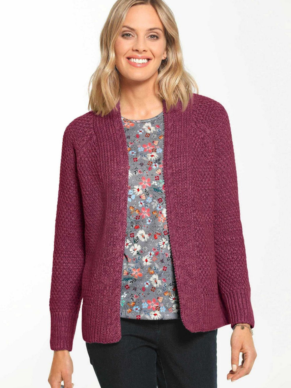 Goldner Strickjacke Damen Baumwolle strukturiert