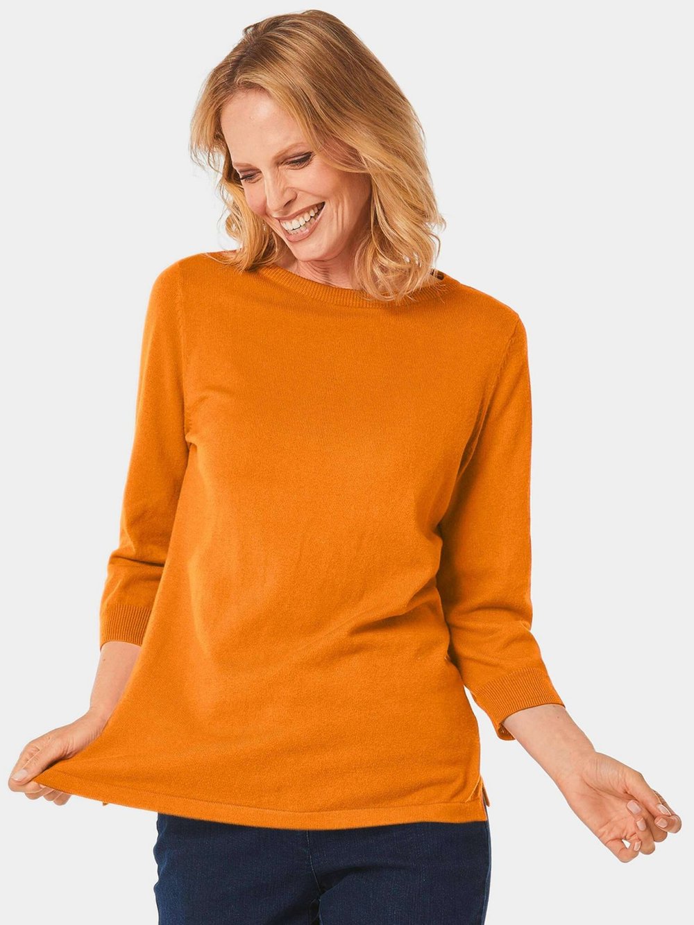 Goldner Pullover Damen Baumwolle
