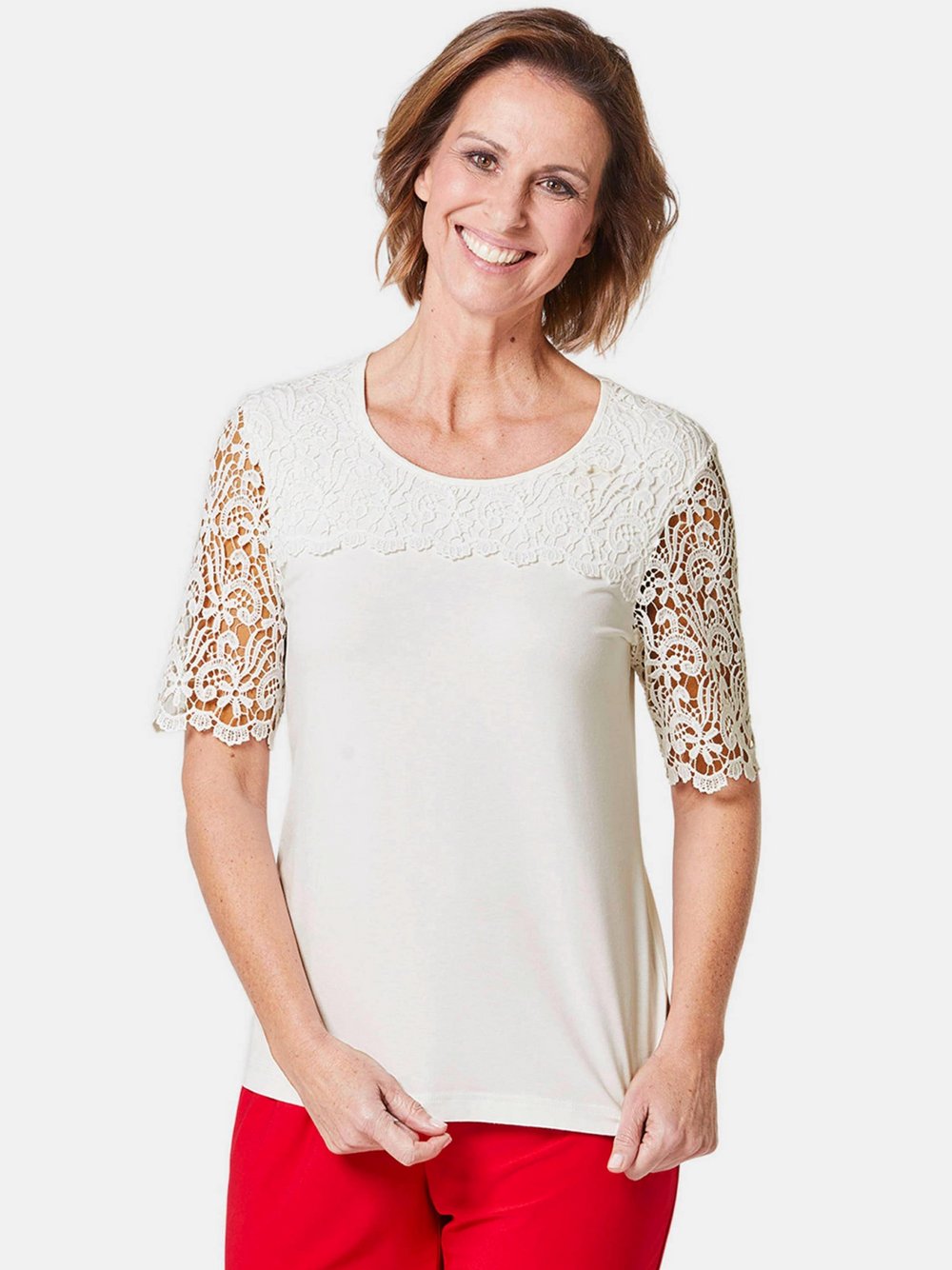 Goldner Spitzenshirt Damen Viskose