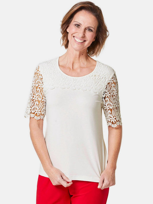 Goldner Spitzenshirt Damen Viskose