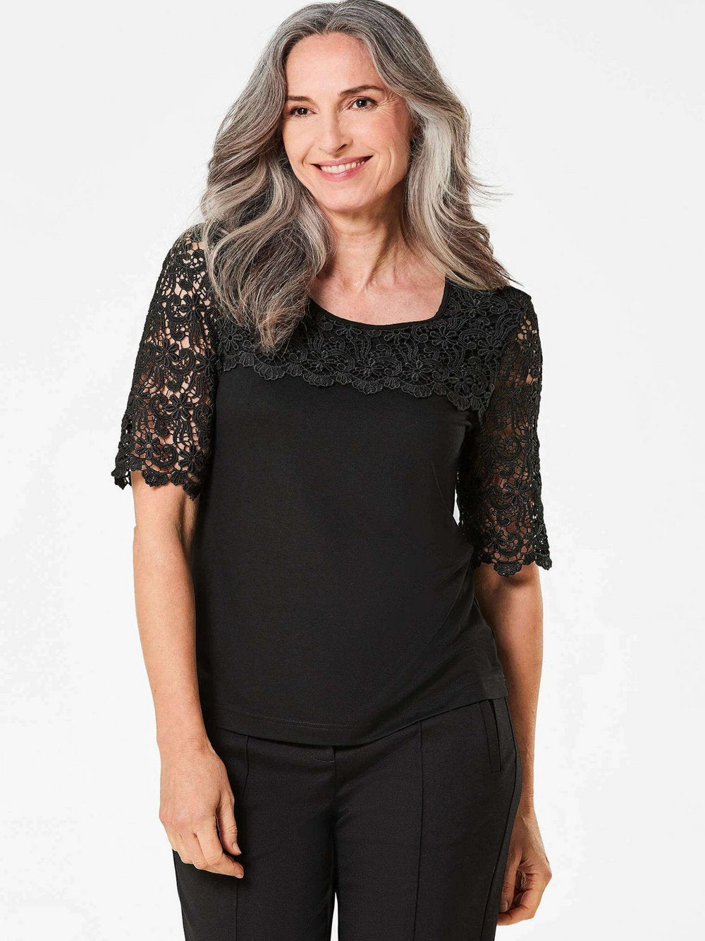 Goldner Spitzenshirt Damen Viskose