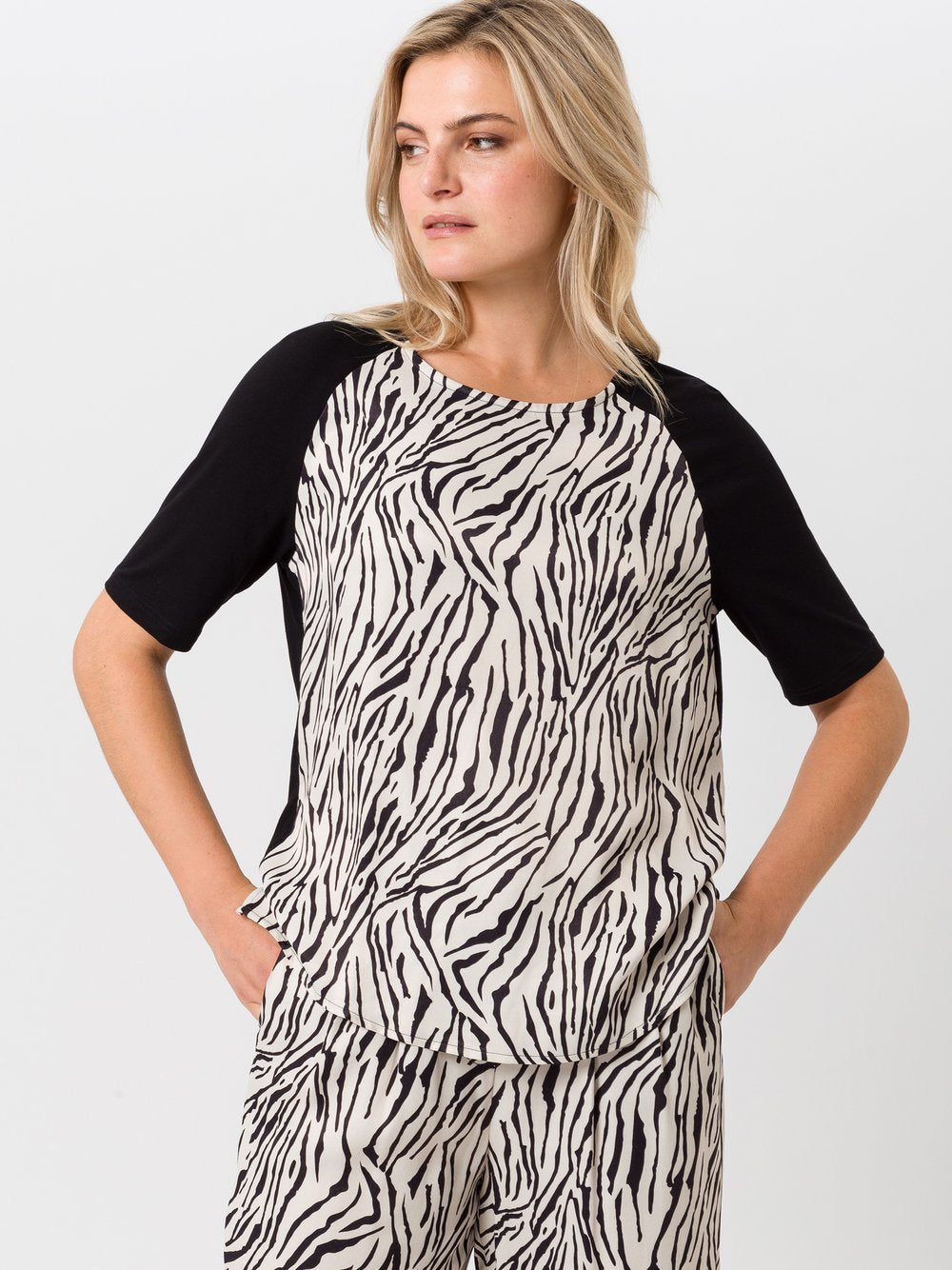 TUZZI Kurzarmshirt Damen Viskose gemustert