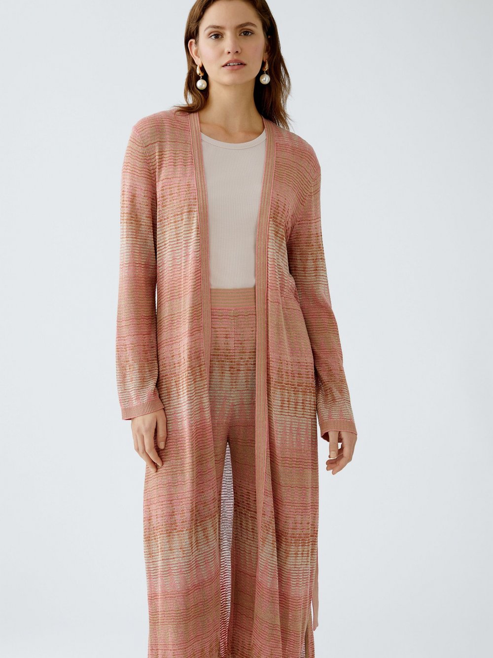 Oui Strickmantel Damen Viskose gemustert