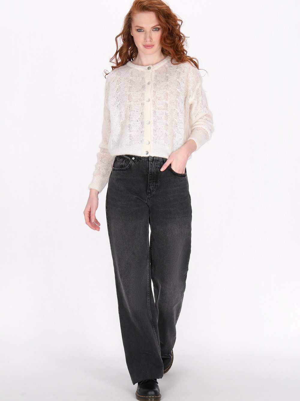 Dreimaster Strickjacke Damen Polyamid gemustert