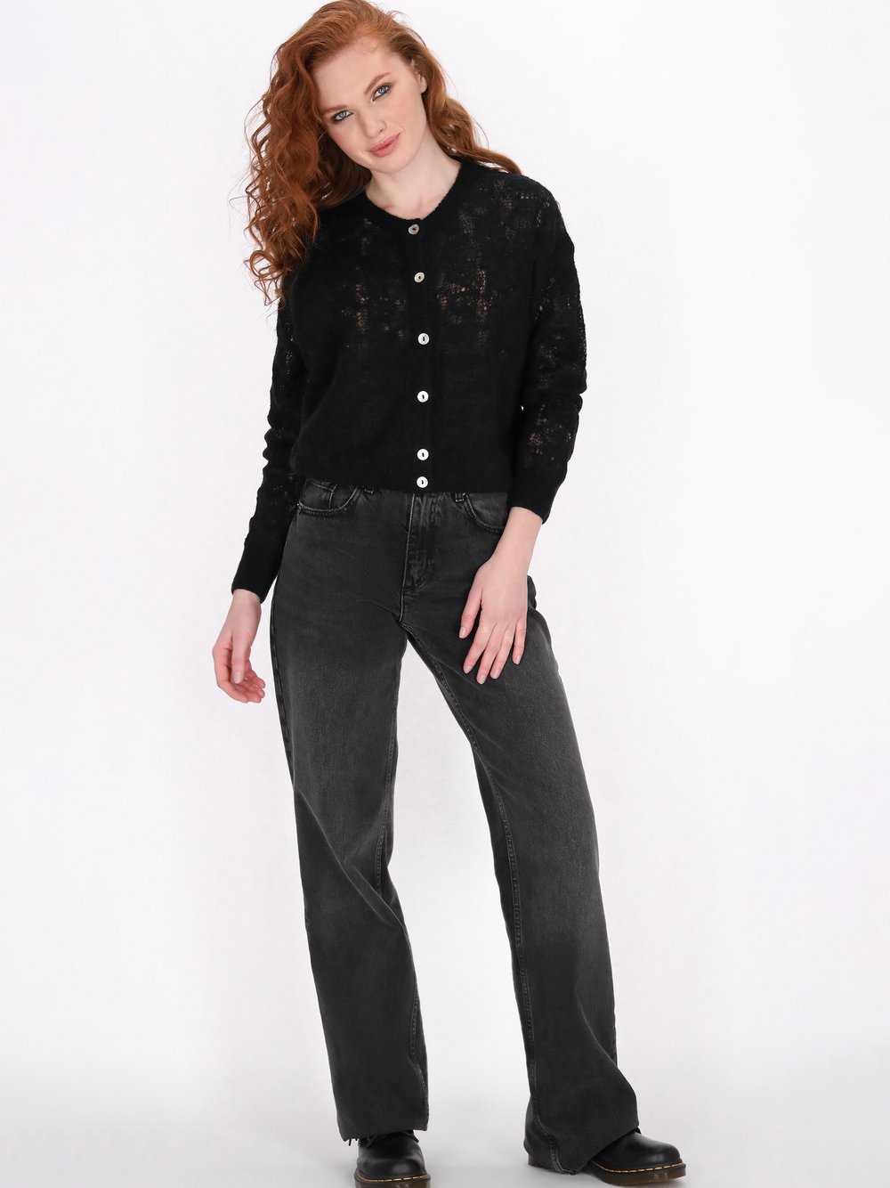 Dreimaster Strickjacke Damen Polyamid gemustert