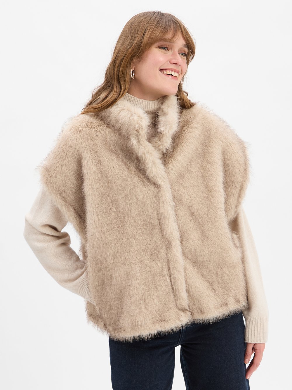 Neo Noir Kunstfell-Weste Damen meliert