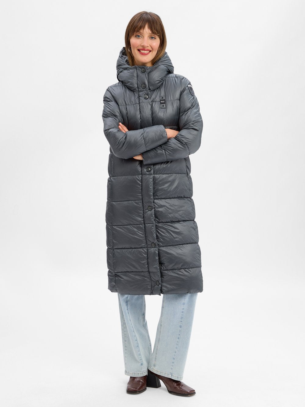 Blauer Steppmantel Damen Polyamid