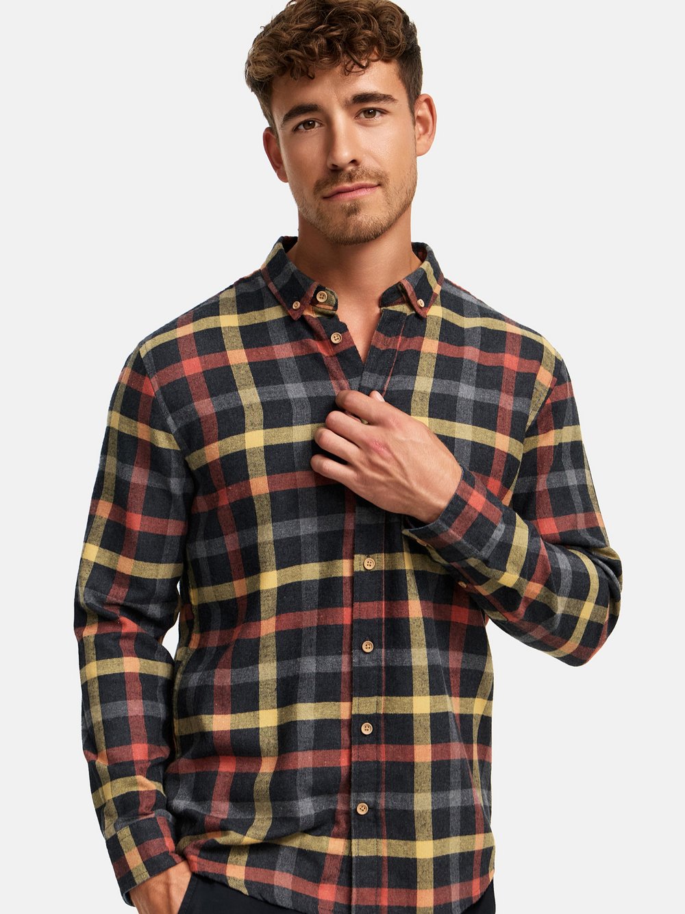 Kronstadt Hemd Langarm Herren Regular Fit Baumwolle kariert