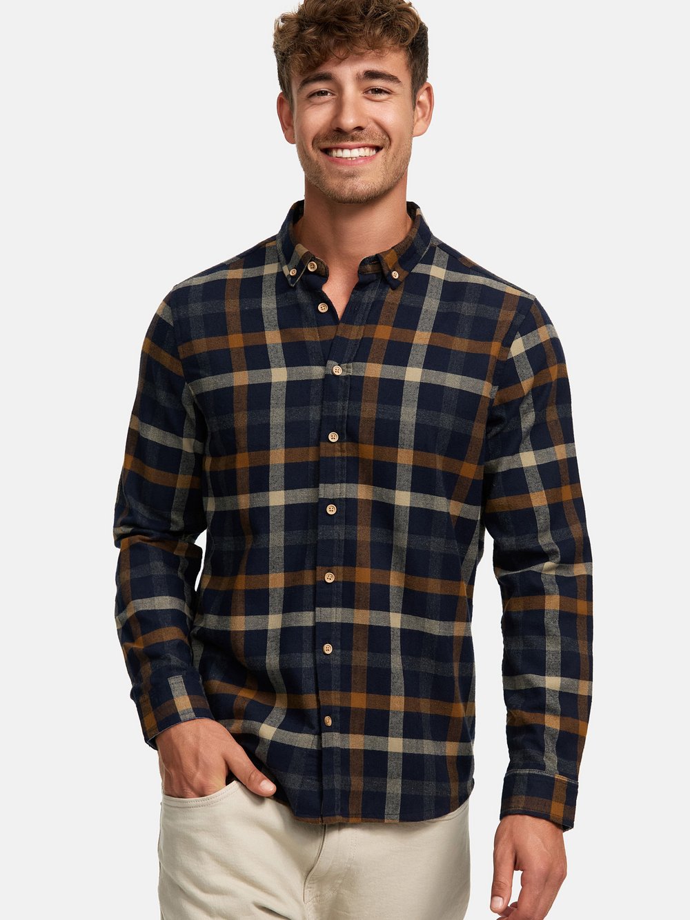 Kronstadt Hemd Langarm Herren Regular Fit Baumwolle kariert