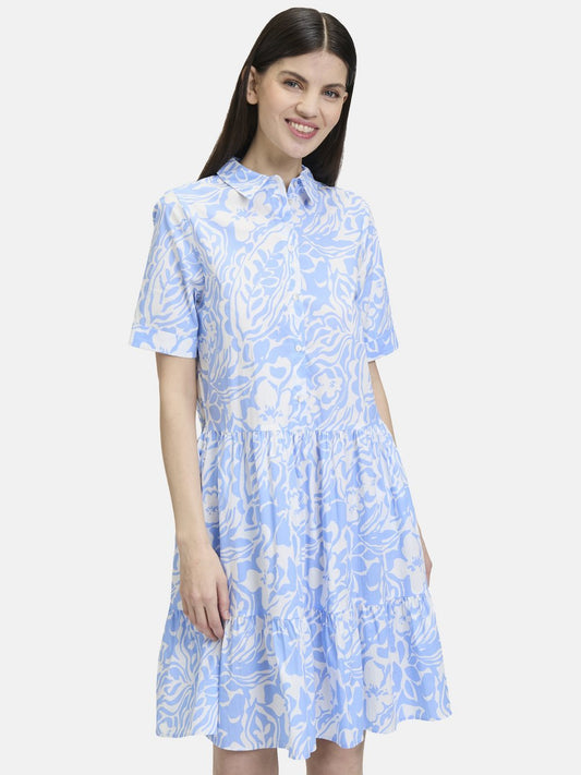 Cartoon Blusenkleid Damen Baumwolle gemustert