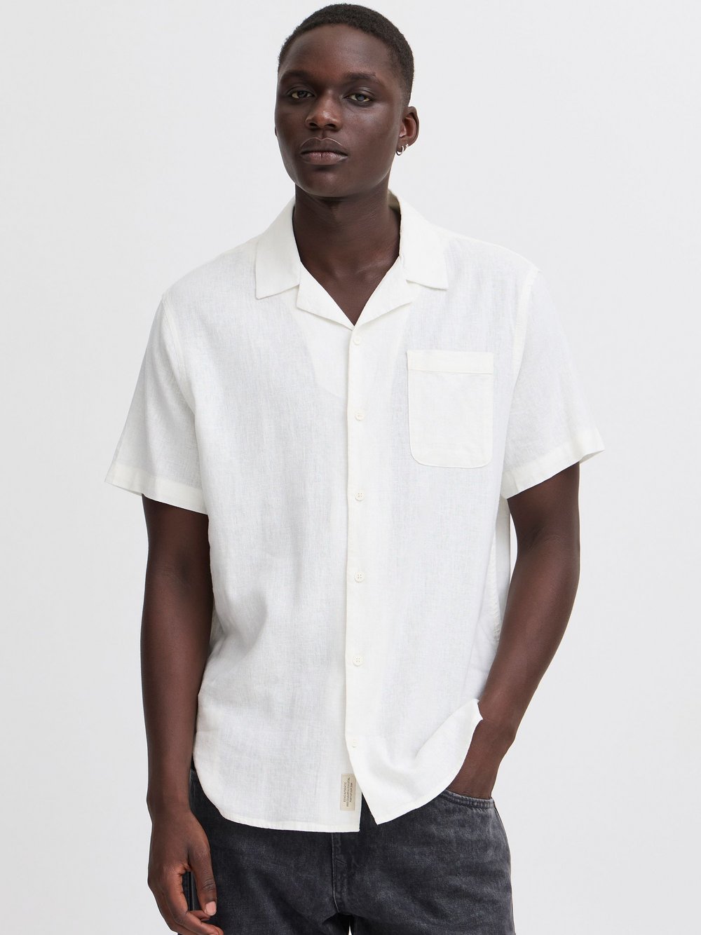 BLEND Kurzarmhemd Herren Regular Fit Leinen